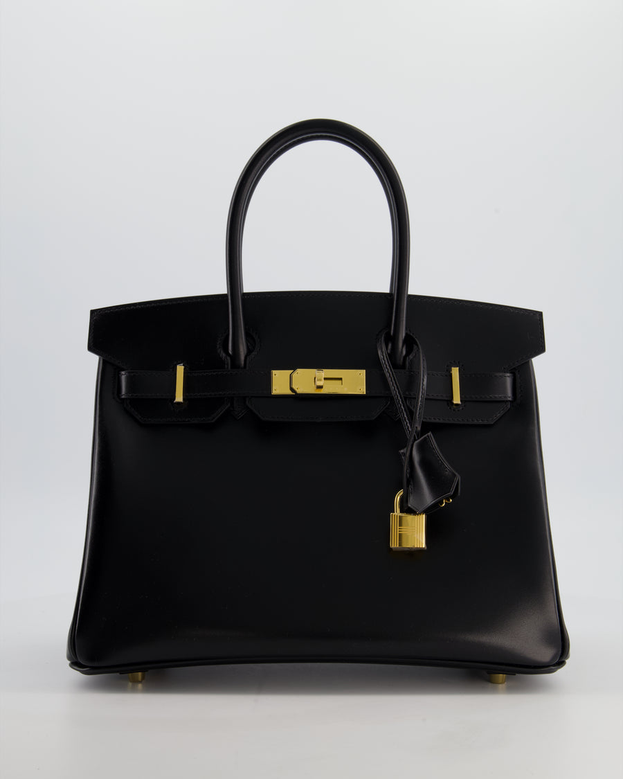 *RARE* Hermès Birkin 30 Retourne Bag in Noir Box Calf Leather with Gold Hardware