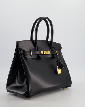 *RARE* Hermès Birkin 30 Retourne Bag in Noir Box Calf Leather with Gold Hardware