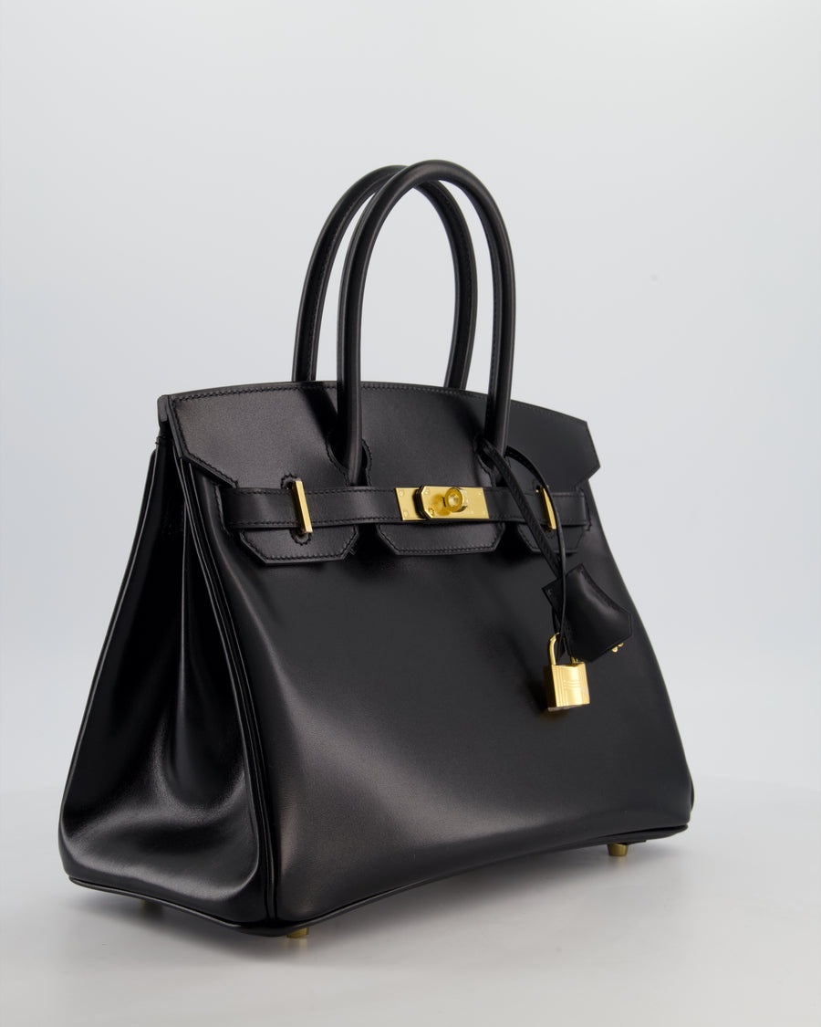 *RARE* Hermès Birkin 30 Retourne Bag in Noir Box Calf Leather with Gold Hardware