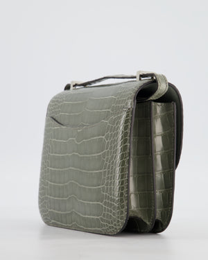 *HOT COLOUR* Hermès Constance III 18 Bag in Gris Ciment Shiny Alligator with Palladium Hardware