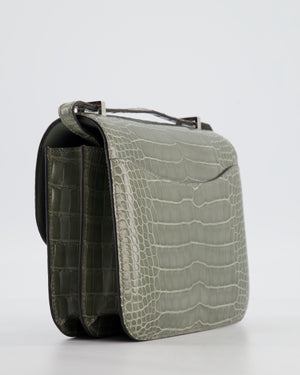 *HOT COLOUR* Hermès Constance III 18 Bag in Gris Ciment Shiny Alligator with Palladium Hardware