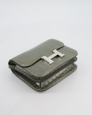 *HOT COLOUR* Hermès Constance III 18 Bag in Gris Ciment Shiny Alligator with Palladium Hardware