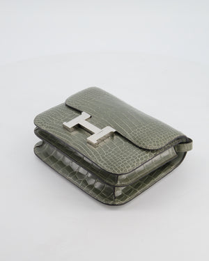 *HOT COLOUR* Hermès Constance III 18 Bag in Gris Ciment Shiny Alligator with Palladium Hardware