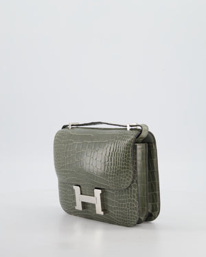 *HOT COLOUR* Hermès Constance III 18 Bag in Gris Ciment Shiny Alligator with Palladium Hardware