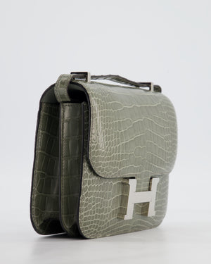 *HOT COLOUR* Hermès Constance III 18 Bag in Gris Ciment Shiny Alligator with Palladium Hardware