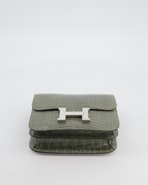 *HOT COLOUR* Hermès Constance III 18 Bag in Gris Ciment Shiny Alligator with Palladium Hardware