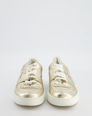 Chanel Gold Metallic CC Logo Trainers Size EU 38