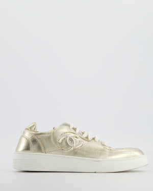 Chanel Gold Metallic CC Logo Trainers Size EU 38