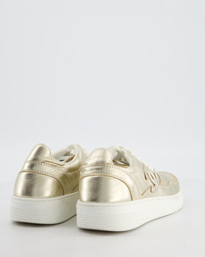 Chanel Gold Metallic CC Logo Trainers Size EU 38