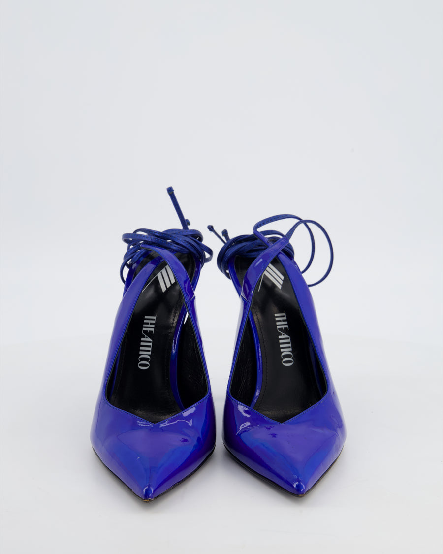 The Attico Venus Holographic Leather Pumps with Ankle Tie Straps Size EU 38.5