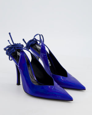 The Attico Venus Holographic Leather Pumps with Ankle Tie Straps Size EU 38.5