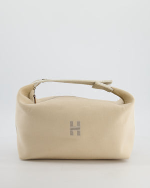 Hermès Large Bride-a-Brac Case in Beige Canvas with Palladium Hardware