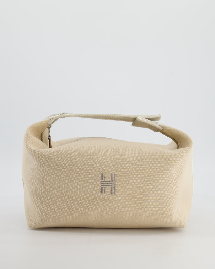 Hermès Large Bride-a-Brac Case in Beige Canvas with Palladium Hardware