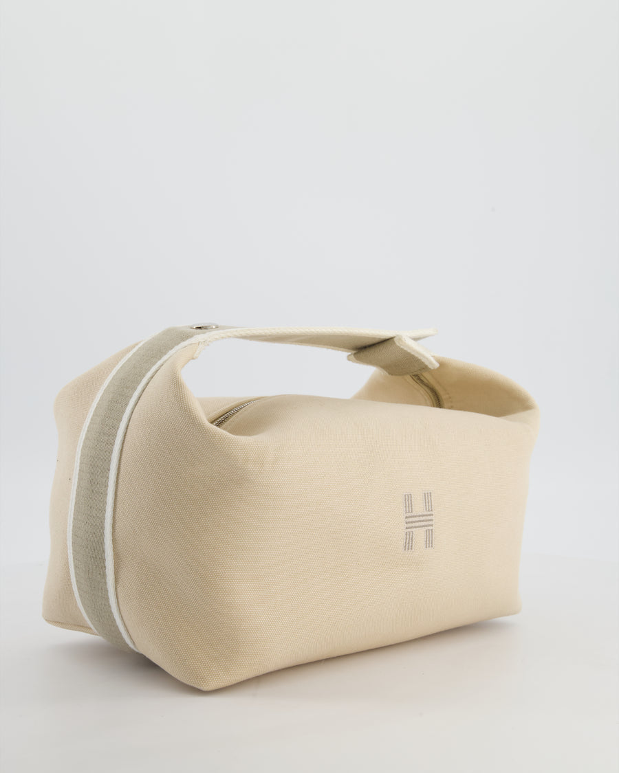 Hermès Large Bride-a-Brac Case in Beige Canvas with Palladium Hardware