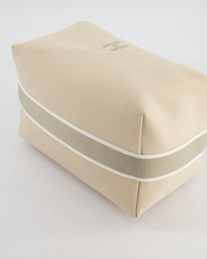 Hermès Large Bride-a-Brac Case in Beige Canvas with Palladium Hardware