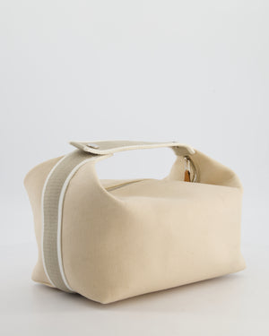 Hermès Large Bride-a-Brac Case in Beige Canvas with Palladium Hardware