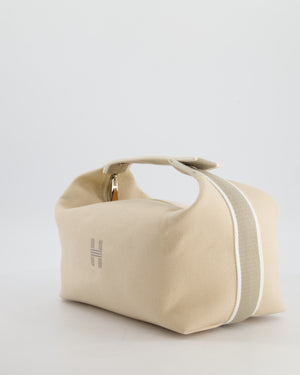 Hermès Large Bride-a-Brac Case in Beige Canvas with Palladium Hardware