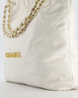 *FIRE PRICE* Chanel 22 Small Bag in White Aged Calfskin with Brushed Gold Hardware