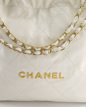 *FIRE PRICE* Chanel 22 Small Bag in White Aged Calfskin with Brushed Gold Hardware