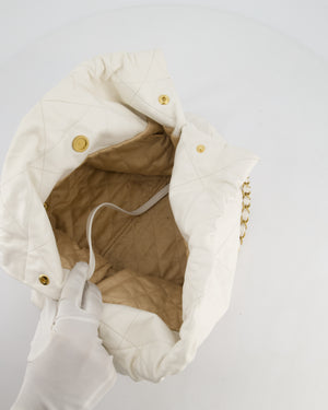 *FIRE PRICE* Chanel 22 Small Bag in White Aged Calfskin with Brushed Gold Hardware