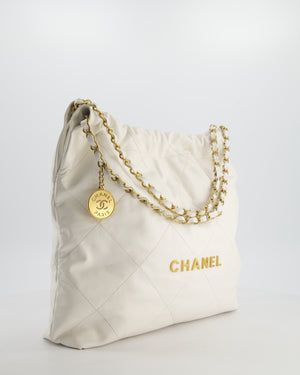 *FIRE PRICE* Chanel 22 Small Bag in White Aged Calfskin with Brushed Gold Hardware