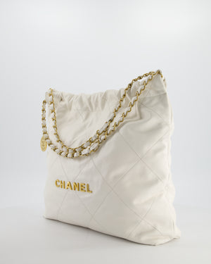 *FIRE PRICE* Chanel 22 Small Bag in White Aged Calfskin with Brushed Gold Hardware