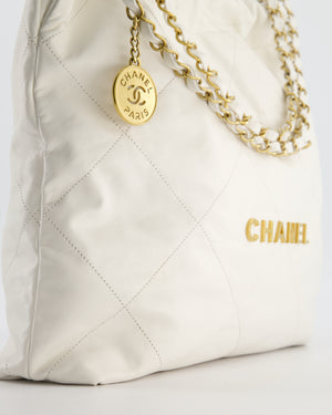 *FIRE PRICE* Chanel 22 Small Bag in White Aged Calfskin with Brushed Gold Hardware