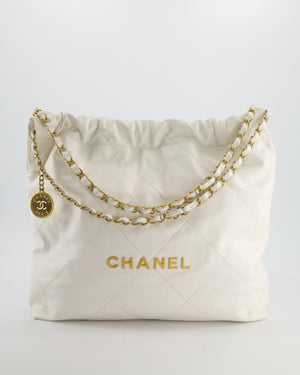 *FIRE PRICE* Chanel 22 Small Bag in White Aged Calfskin with Brushed Gold Hardware
