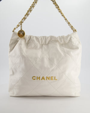 *FIRE PRICE* Chanel 22 Small Bag in White Aged Calfskin with Brushed Gold Hardware
