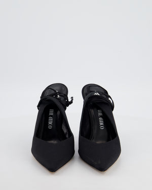 The Attico Black Satin Pointed High Heel with Tie Lace Ankle Size EU 38