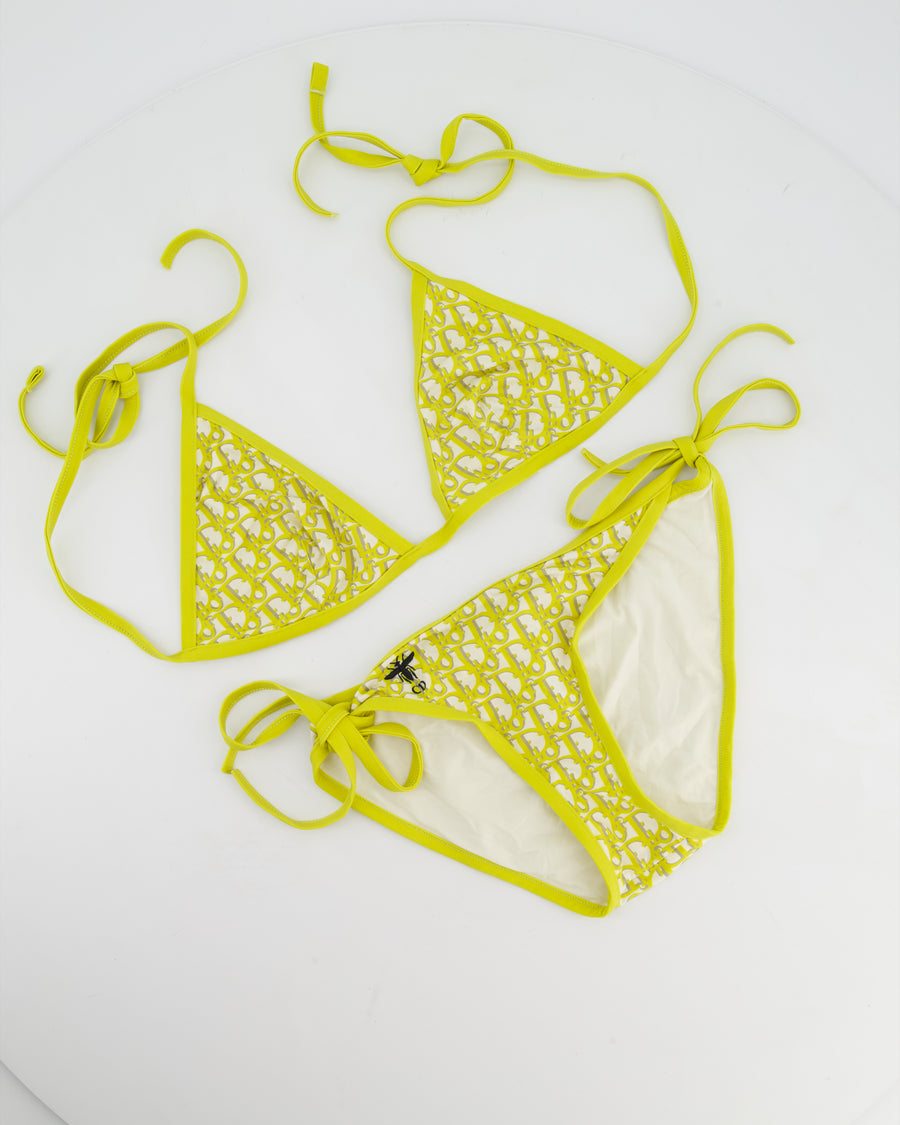 Christian Dior Yellow Oblique Print Two-Piece Bikini Set Size XS - S (UK 6-8)