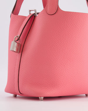 Hermès Picotin Lock 18 Bag in Rose Azalée Clemence Leather with Palladium Hardware