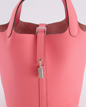 Hermès Picotin Lock 18 Bag in Rose Azalée Clemence Leather with Palladium Hardware
