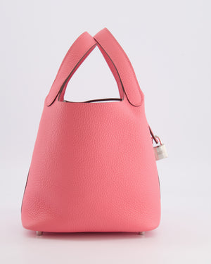Hermès Picotin Lock 18 Bag in Rose Azalée Clemence Leather with Palladium Hardware