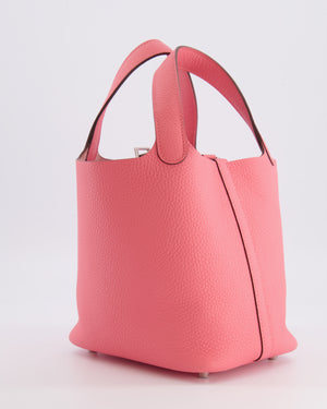 Hermès Picotin Lock 18 Bag in Rose Azalée Clemence Leather with Palladium Hardware
