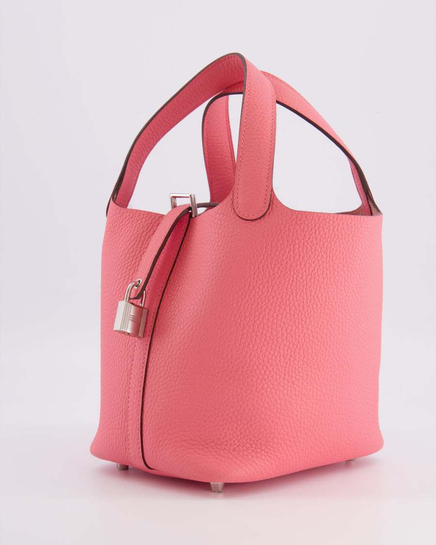 Hermès Picotin Lock 18 Bag in Rose Azalée Clemence Leather with Palladium Hardware