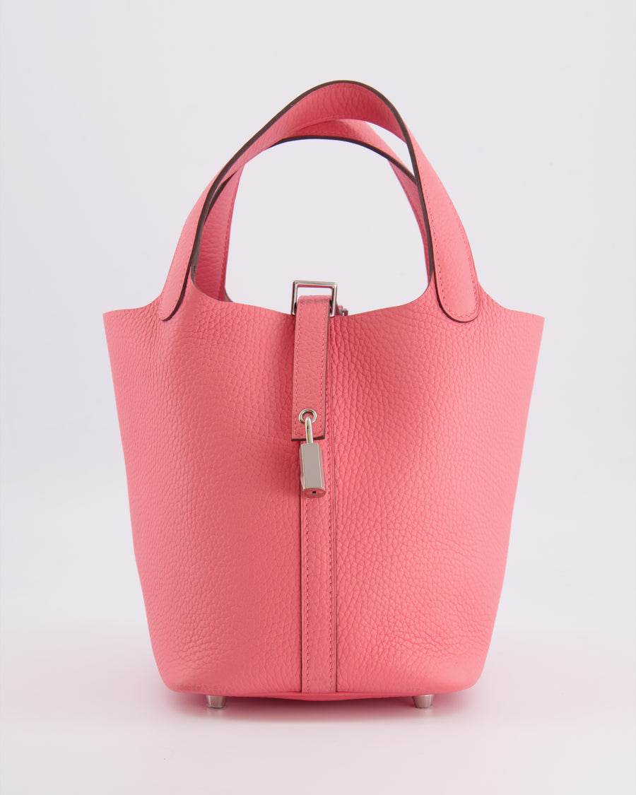 Hermès Picotin Lock 18 Bag in Rose Azalée Clemence Leather with Palladium Hardware