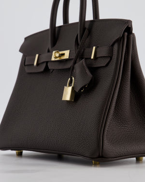 *HOT COLOUR* Hermès Birkin 25 Retourne Bag in Bai Brun Togo Leather with Permabrass Hardware