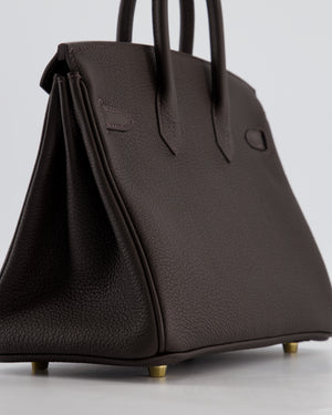 *HOT COLOUR* Hermès Birkin 25 Retourne Bag in Bai Brun Togo Leather with Permabrass Hardware