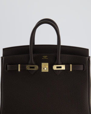*HOT COLOUR* Hermès Birkin 25 Retourne Bag in Bai Brun Togo Leather with Permabrass Hardware