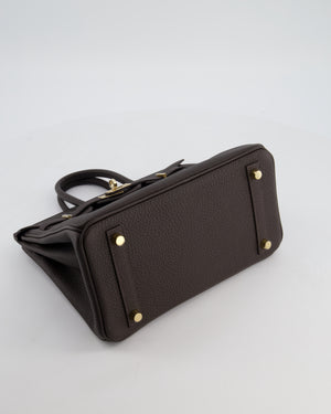*HOT COLOUR* Hermès Birkin 25 Retourne Bag in Bai Brun Togo Leather with Permabrass Hardware
