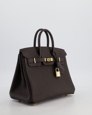 *HOT COLOUR* Hermès Birkin 25 Retourne Bag in Bai Brun Togo Leather with Permabrass Hardware