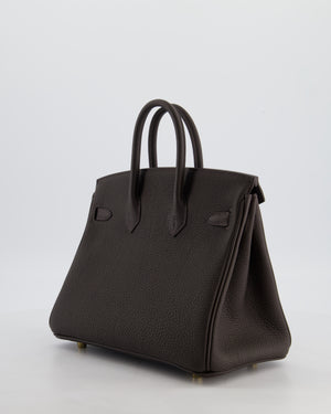*HOT COLOUR* Hermès Birkin 25 Retourne Bag in Bai Brun Togo Leather with Permabrass Hardware