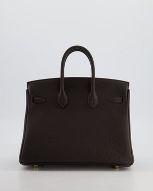 *HOT COLOUR* Hermès Birkin 25 Retourne Bag in Bai Brun Togo Leather with Permabrass Hardware