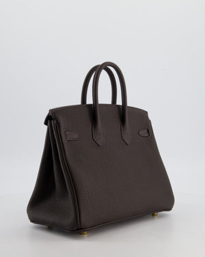 *HOT COLOUR* Hermès Birkin 25 Retourne Bag in Bai Brun Togo Leather with Permabrass Hardware