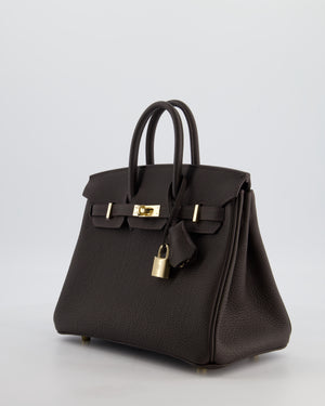 *HOT COLOUR* Hermès Birkin 25 Retourne Bag in Bai Brun Togo Leather with Permabrass Hardware