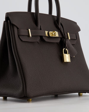 *HOT COLOUR* Hermès Birkin 25 Retourne Bag in Bai Brun Togo Leather with Permabrass Hardware