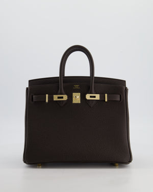 *HOT COLOUR* Hermès Birkin 25 Retourne Bag in Bai Brun Togo Leather with Permabrass Hardware