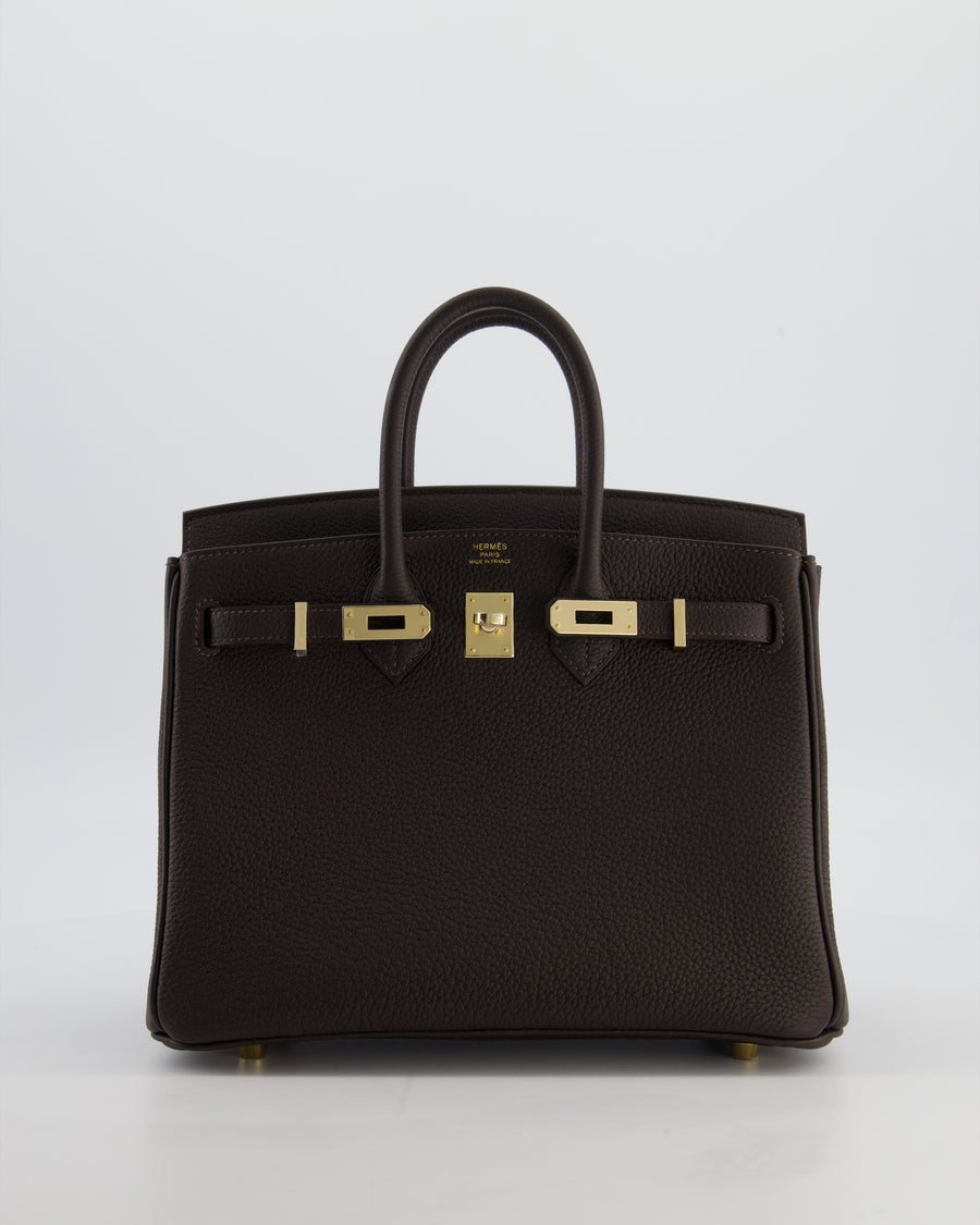 *HOT COLOUR* Hermès Birkin 25 Retourne Bag in Bai Brun Togo Leather with Permabrass Hardware