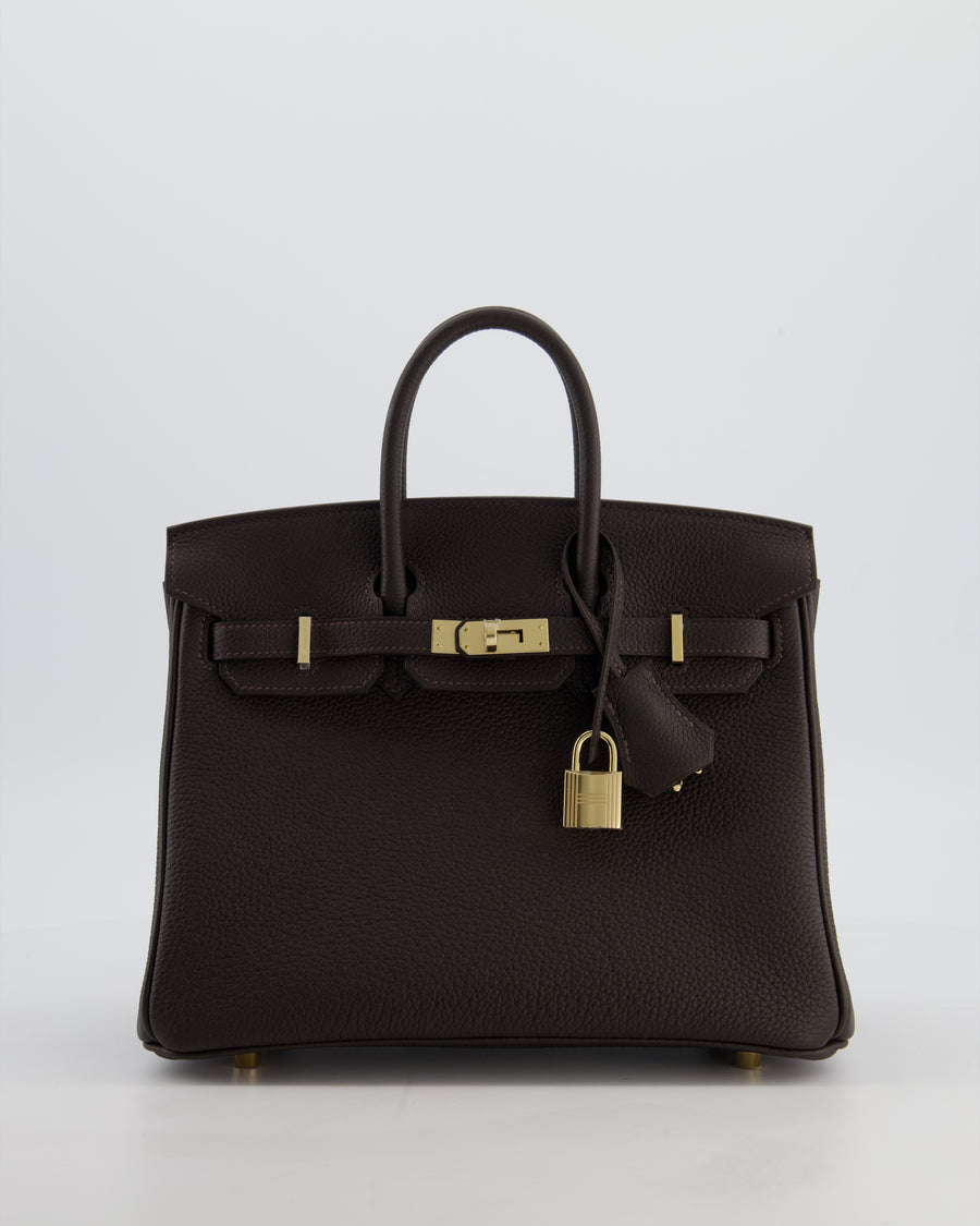 *HOT COLOUR* Hermès Birkin 25 Retourne Bag in Bai Brun Togo Leather with Permabrass Hardware